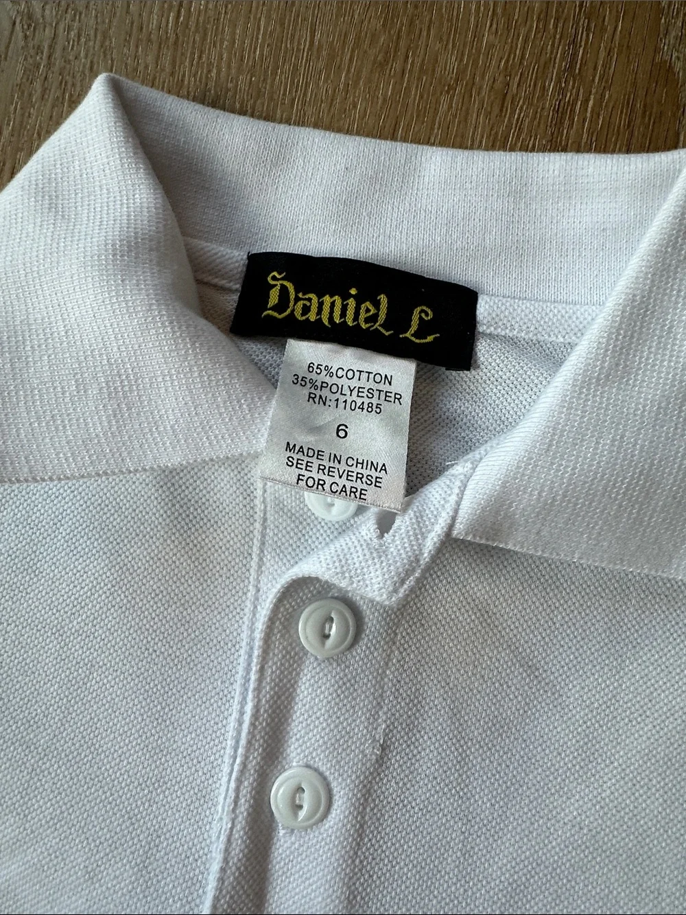 Daniel L Boys White Polo Shirt Short Sleeve School Uniform Shirt Size 6